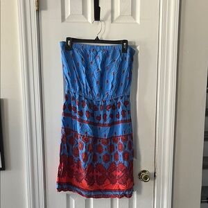 Old Navy Strapless Dress in Blue and Red